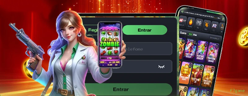 Imagem promocional da f7game mostrando a plataforma e suas vantagens